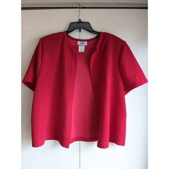 Los Angeles Woman Women's Red Vintage Short Sleeve Shrug Round Neck Top Size 18 - Picture 1 of 4